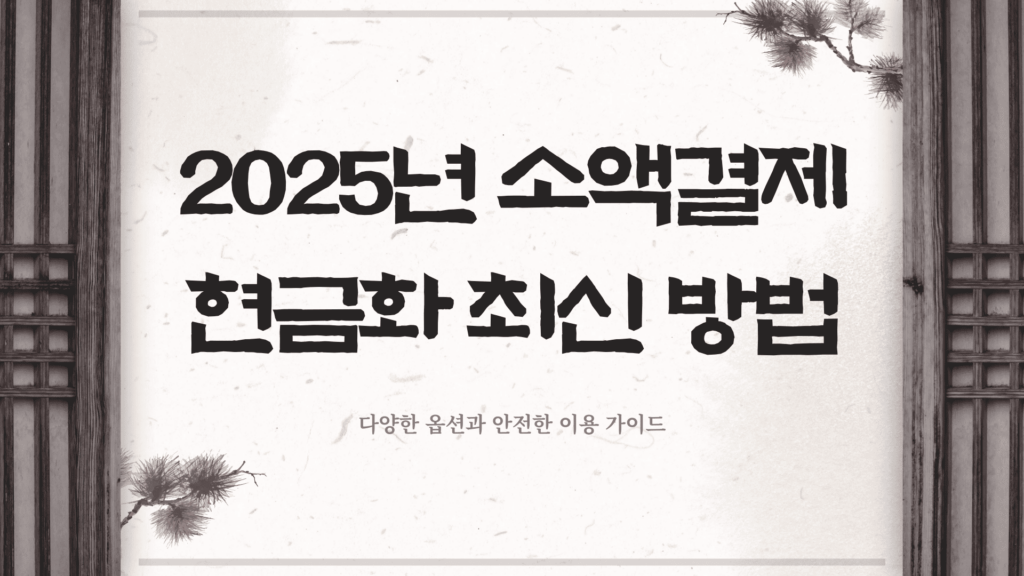 2025년 소액결제 현금화 최신 방법