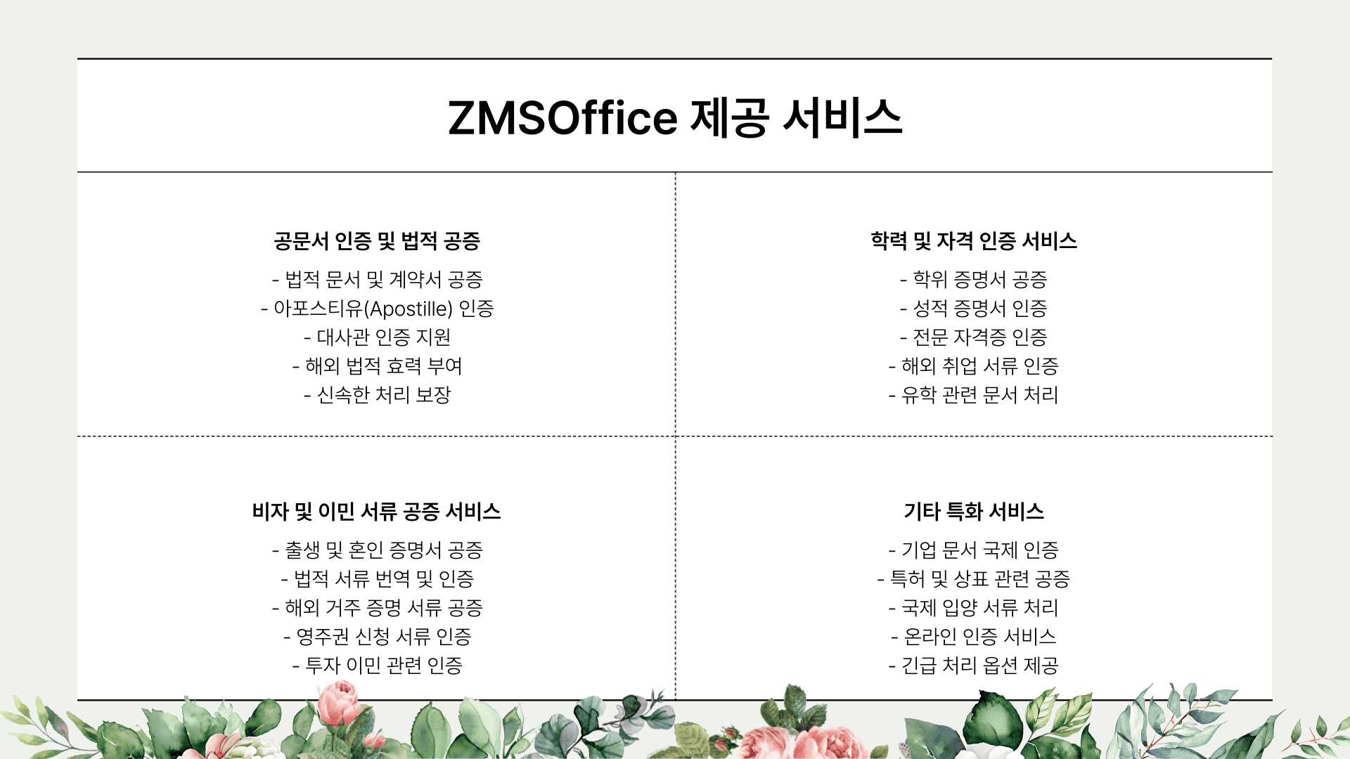 zmsoffice 제공 서비스